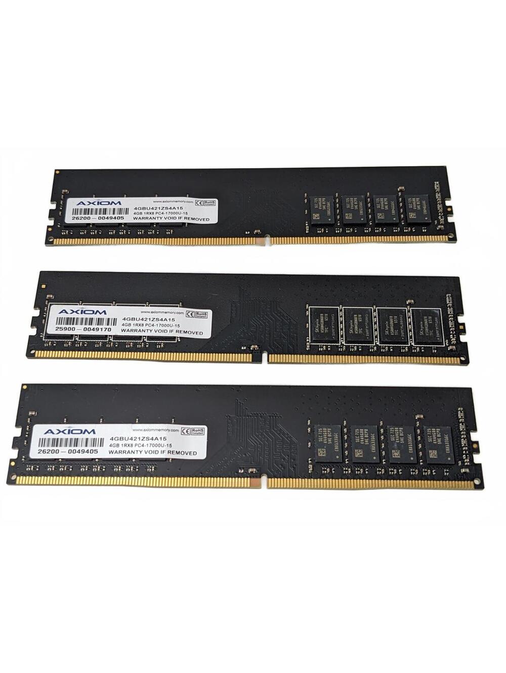 3 x Axiom 4GBU421ZS4A15 Desktop RAM China | 4GB 1RX8 PC4-17000U DDR4-2133 Memory